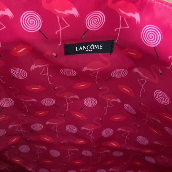 New Lancôme Paris Large Pink Orange Reversible Flamingo Print Shopping Tote NWT - Picture 5 of 8